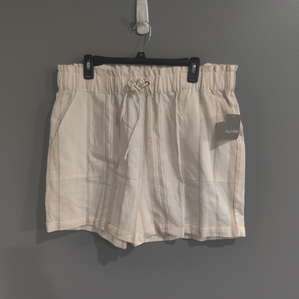 Falls Creek Cream Striped Drawstring Women’s Shorts